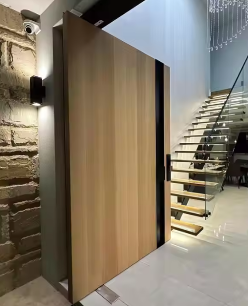 Customized Modern Design Exterior Others Wooden Security Main Entrance Front Doors for Houses Solid Wood Pivot Door