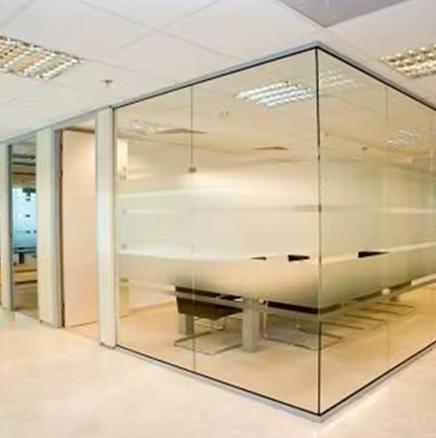 Frameless Frosted Glass Office Partition System